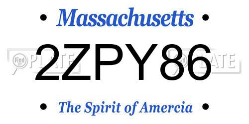 2ZPY86 Massachusetts License Plate