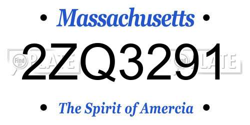 2ZQ3291 Massachusetts License Plate