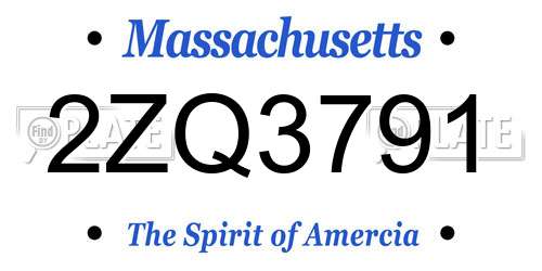 2ZQ3791 Massachusetts License Plate
