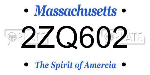 2ZQ602 Massachusetts License Plate