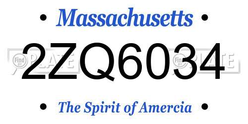2ZQ6034 Massachusetts License Plate