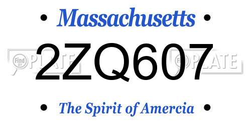 2ZQ607 Massachusetts License Plate