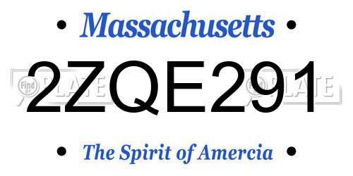 2ZQE291 Massachusetts License Plate
