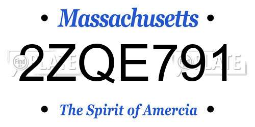 2ZQE791 Massachusetts License Plate
