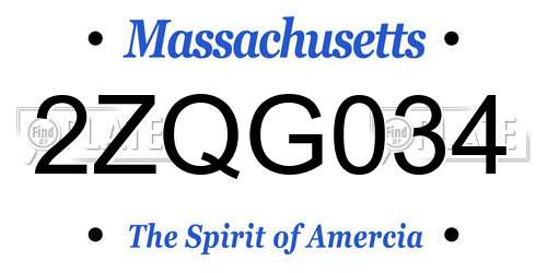 2ZQG034 Massachusetts License Plate