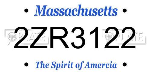 2ZR3122 Massachusetts License Plate