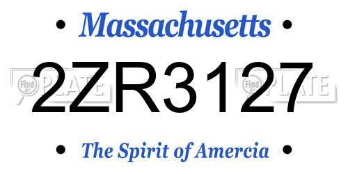 2ZR3127 Massachusetts License Plate