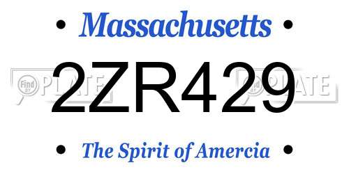 2ZR429 Massachusetts License Plate