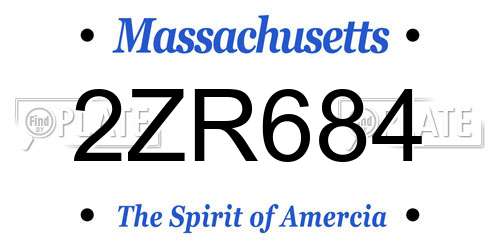 2ZR684 Massachusetts License Plate