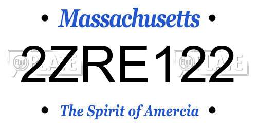 2ZRE122 Massachusetts License Plate