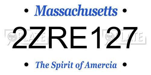 2ZRE127 Massachusetts License Plate