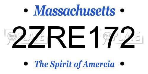 2ZRE172 Massachusetts License Plate