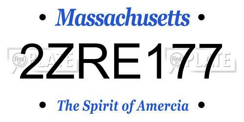 2ZRE177 Massachusetts License Plate
