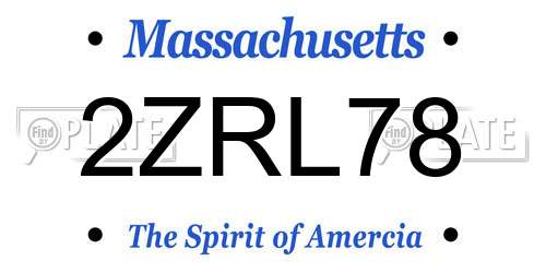 2ZRL78 Massachusetts License Plate
