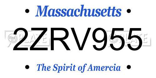 2ZRV955 Massachusetts License Plate