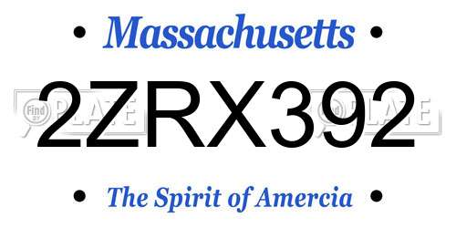 2ZRX392 Massachusetts License Plate