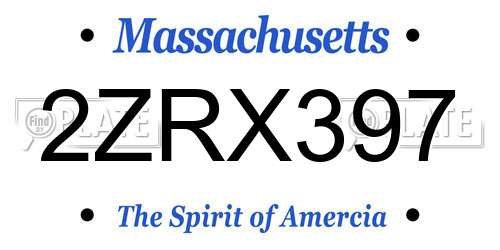 2ZRX397 Massachusetts License Plate