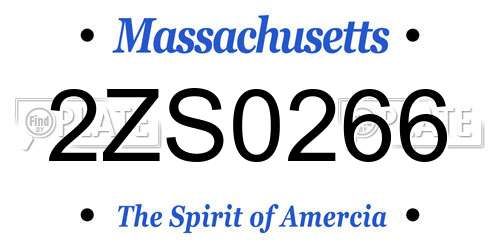 2ZS0266 Massachusetts License Plate