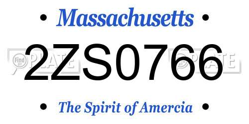 2ZS0766 Massachusetts License Plate