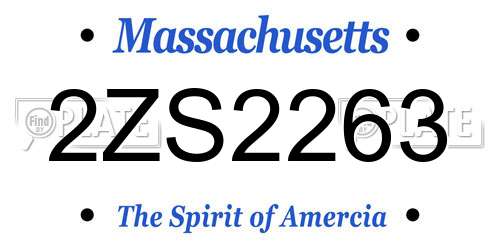2ZS2263 Massachusetts License Plate