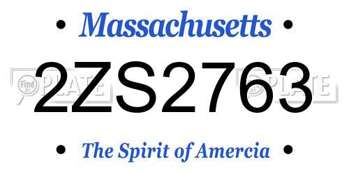 2ZS2763 Massachusetts License Plate