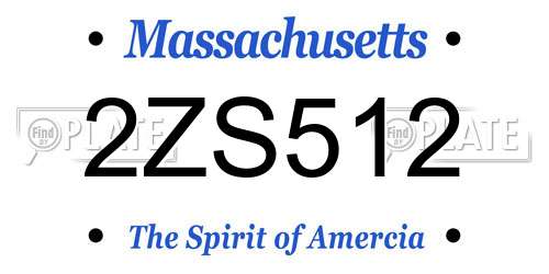 2ZS512 Massachusetts License Plate