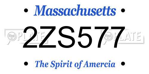 2ZS577 Massachusetts License Plate