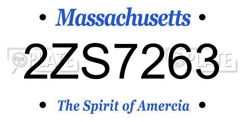 2ZS7263 Massachusetts License Plate