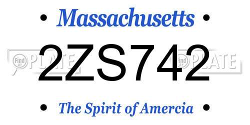 2ZS742 Massachusetts License Plate