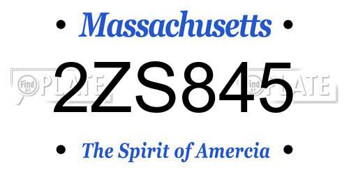 2ZS845 Massachusetts License Plate