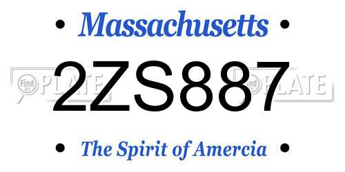 2ZS887 Massachusetts License Plate