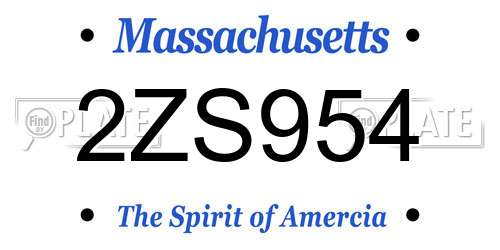 2ZS954 Massachusetts License Plate