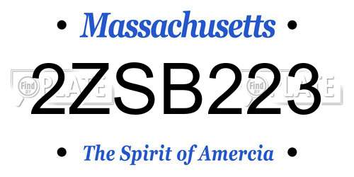 2ZSB223 Massachusetts License Plate