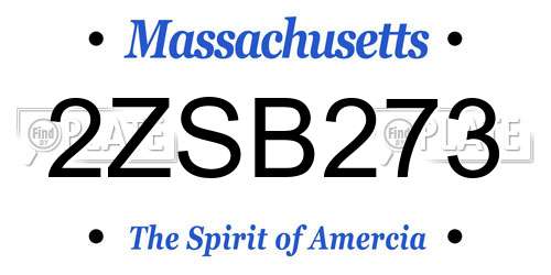 2ZSB273 Massachusetts License Plate