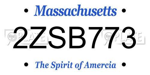 2ZSB773 Massachusetts License Plate