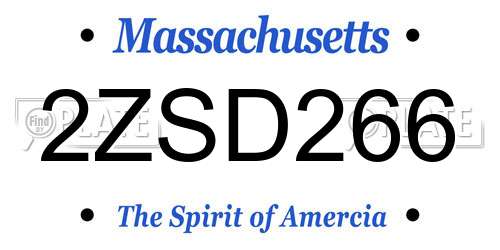 2ZSD266 Massachusetts License Plate