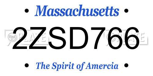 2ZSD766 Massachusetts License Plate