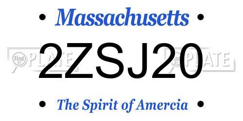 2ZSJ20 Massachusetts License Plate