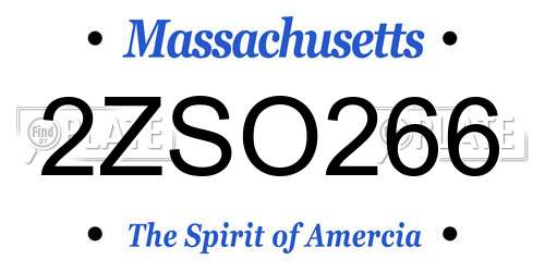 2ZSO266 Massachusetts License Plate