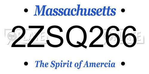 2ZSQ266 Massachusetts License Plate