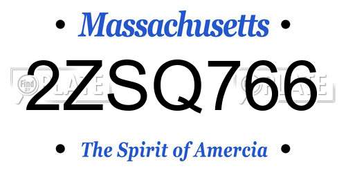 2ZSQ766 Massachusetts License Plate