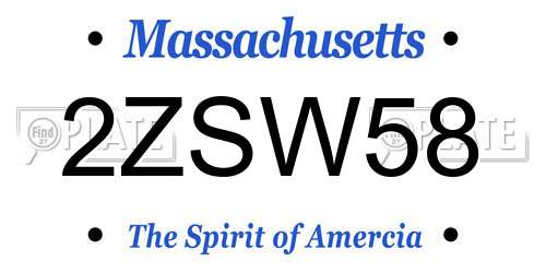2ZSW58 Massachusetts License Plate