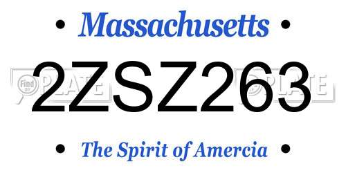2ZSZ263 Massachusetts License Plate