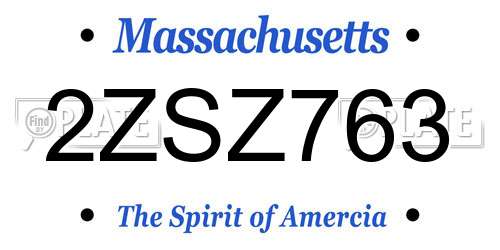 2ZSZ763 Massachusetts License Plate