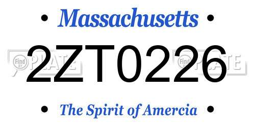 2ZT0226 Massachusetts License Plate