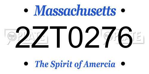 2ZT0276 Massachusetts License Plate