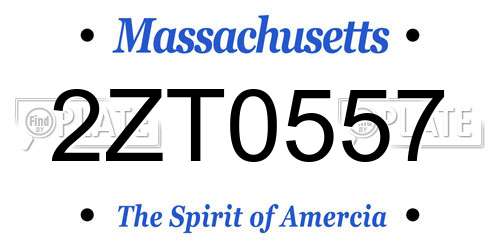 2ZT0557 Massachusetts License Plate
