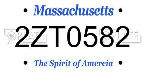 2ZT0582 Massachusetts License Plate