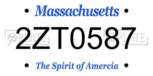 2ZT0587 Massachusetts License Plate