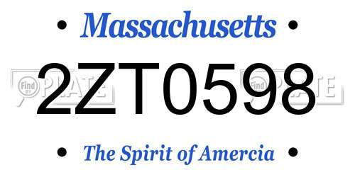 2ZT0598 Massachusetts License Plate